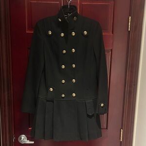 GUESS Black Double-Breasted Coat with Gold Buttons
